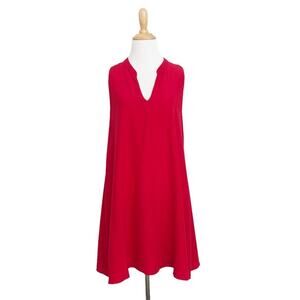AMANDA UPRICHARD 100% Silk Charmeuse Flowy Red V-Neck Swing Dress Size S